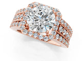 Rose gold 7 Carat Round Cut Halo  Ring with Split Shank and Four-Prong Setting_1