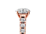 Rose gold 7 Carat Round Cut  Solitaire Ring with Cathedral Setting and Pavé Band_5