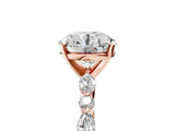 Rose gold 7 Carat Round Cut  Solitaire with Side Stones on a Pavé Band and Four-Prong Setting_27