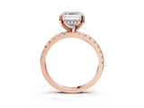 Rose gold 8 Carat Asscher Cut Diamond Solitaire Ring with Round  Pavé Band and Four-Prong Setting_21
