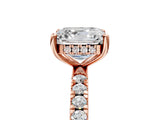 Rose gold 8 Carat Asscher Cut  Pave Band Solitaire Ring with Four-Prong Setting_5