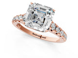 Rose gold 8 Carat Asscher Cut  Solitaire Ring with Cathedral Setting and Pavé Band_1