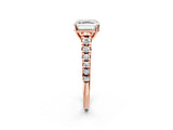 Rose gold 8 Carat Asscher Cut  Solitaire Ring with Cathedral Setting and Pavé Band_2