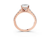 Rose gold 8 Carat Asscher Cut  Solitaire Ring with Cathedral Setting and Pavé Band_3