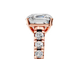 Rose gold 8 Carat Asscher Cut  Solitaire Ring with Cathedral Setting and Pavé Band_5