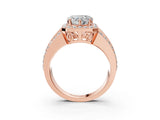 Rose gold 8 Carat Heart Cut Halo  Ring with Split Shank and Four-Prong Setting_3