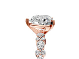 Rose gold 8 Carat Heart Cut  Solitaire with Side Stones, Pave Band, Four-Prong Setting_17