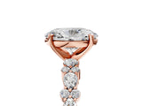 Rose gold 8 Carat Oval Cut  Solitaire with Side Stones, Pave Band, Four-Prong Setting_17