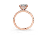 Rose gold 8 Carat Princess Cut Diamond Solitaire Ring with Round  Pavé Band and Four-Prong Setting_15