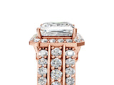 Rose gold 8 Carat Princess Cut Halo  Ring with Split Shank and Four-Prong Setting_5