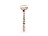 Rose gold 8 Carat Princess Cut  Solitaire Ring with Pave Band and Four Prong Setting_2