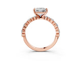 Rose gold 8 Carat Princess Cut  Solitaire with Side Stones, Pave Band, Four-Prong Setting_15