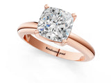 Rose gold 9 Carat Cushion Cut  Solitaire Engagement Ring with Round Band and Four-Prong Setting_145