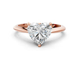Rose gold 9 Carat Heart Cut  Solitaire Engagement Ring with Classic Band and Four-Prong Setting