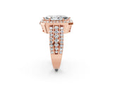 Rose gold 9 Carat Marquise Cut Halo  Ring with Split Shank and Four-Prong Setting_2