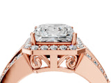 Rose gold 9 Carat Princess Cut Halo  Ring with Split Shank and Four-Prong Setting_4