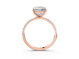 Rose gold 9 Carat Princess Cut  Solitaire Ring with Pave Band and Four Prong Setting_3