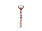 Rose gold 9 Carat Radiant Cut Diamond Solitaire Ring with Round  Pavé Band and Four-Prong Setting_14