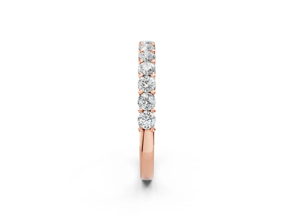 Rose gold Alternating Round Diamond Promise Ring with Round Diamond Accents
