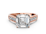 Rose gold Asscher Brilliant Channel-Set Solitaire Ring with Four-Prong Setting_59