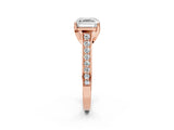 Rose gold Asscher Brilliant Cut Diamond Engagement Ring with Pavé Band and Four-Prong Setting_88