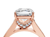 Rose gold Asscher Brilliant Cut Diamond Engagement Ring with Pavé Band and Four-Prong Setting_90