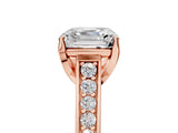 Rose gold Asscher Brilliant Cut Diamond Engagement Ring with Pavé Band and Four-Prong Setting_91