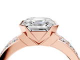 Rose gold Asscher Brilliant Diamond Channel Set Wide Band Ring with Bezel Setting_10