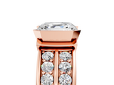 Rose gold Asscher Brilliant Diamond Channel Set Wide Band Ring with Bezel Setting_11
