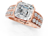 Rose gold Asscher Brilliant Diamond Channel Set Wide Band Ring with Bezel Setting_7