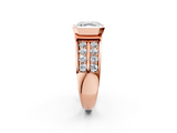 Rose gold Asscher Brilliant Diamond Channel Set Wide Band Ring with Bezel Setting_8