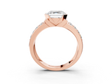 Rose gold Asscher Brilliant Diamond Channel Set Wide Band Ring with Bezel Setting_9