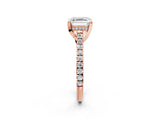 Rose gold Asscher Brilliant Diamond Solitaire with Pavé Band and Four-Prong Setting 3