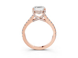 Rose gold Asscher Brilliant Diamond Solitaire with Pavé Band and Four-Prong Setting 4
