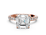 Rose gold Asscher Brilliant Pavé Band Solitaire with Four-Prong Setting_40