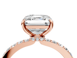 Rose gold Asscher Brilliant Pavé Band Solitaire with Four-Prong Setting_44