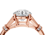 Rose gold Asscher Brilliant Solitaire with Pave Band and Four-Prong Setting_10