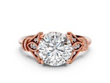 Rose gold Asscher Brilliant Solitaire with Pave Band and Four-Prong Setting_6