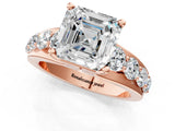 Rose gold Asscher Brilliant Solitaire with Side Stones on a Pave Band and Four-Prong Setting_25