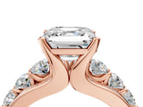 Rose gold Asscher Brilliant Solitaire with Side Stones on a Pave Band and Four-Prong Setting_28