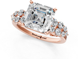 Rose gold Asscher Cluster Diamond Engagement Ring with Pavé Band and Four-Prong Setting_25