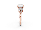 Rose gold Asscher Cluster Diamond Engagement Ring with Pavé Band and Four-Prong Setting_26
