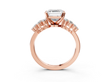 Rose gold Asscher Cluster Diamond Engagement Ring with Pavé Band and Four-Prong Setting_27