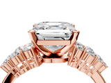 Rose gold Asscher Cluster Diamond Engagement Ring with Pavé Band and Four-Prong Setting_28