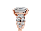 Rose gold Asscher Cluster Diamond Engagement Ring with Pavé Band and Four-Prong Setting_29