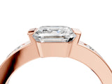 Rose gold Asscher Cut Brilliant Channel-Set Diamond Ring with Bezel Prong Setting_11