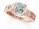 Rose gold Asscher Cut Brilliant Channel-Set Diamond Ring with Bezel Prong Setting_8