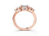 Rose gold Asscher Cut Brilliant Diamond Cluster Accent Solitaire Ring with Prong Setting_18