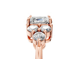 Rose gold Asscher Cut Brilliant Diamond Cluster Accent Solitaire Ring with Prong Setting_20