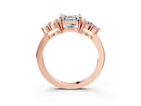 Rose gold Asscher Cut Brilliant Diamond Cluster Accent Solitaire Ring with Prong Setting_6